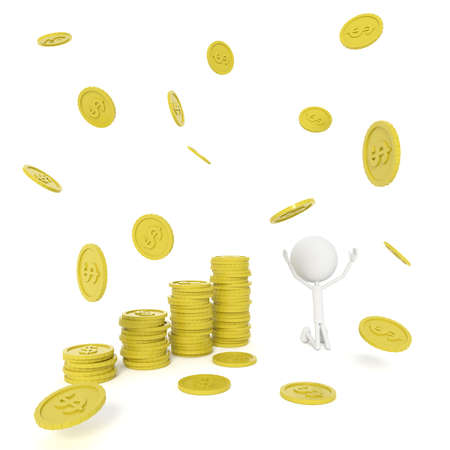 People model and dollar coins with saving concept. 3D rendering.の写真素材