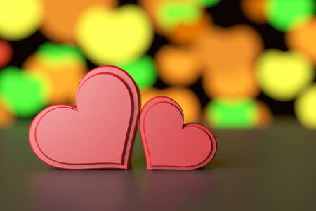 Couple hearts background. 3D rendering.の写真素材