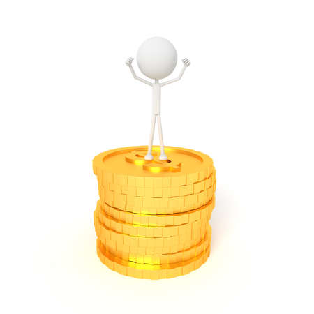 The man standing on dollar sign. 3d rendering.の写真素材