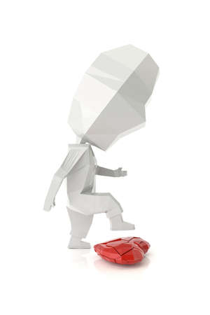 The man stomp the broken heart. 3D rendering.の写真素材