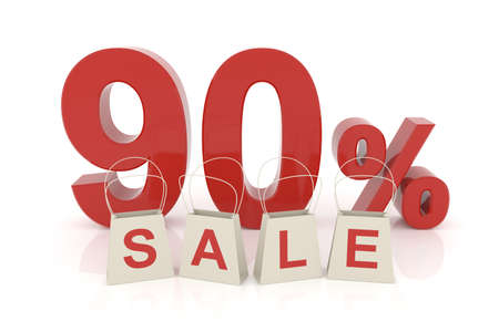Ninety percent sale. 3D rendering.の写真素材