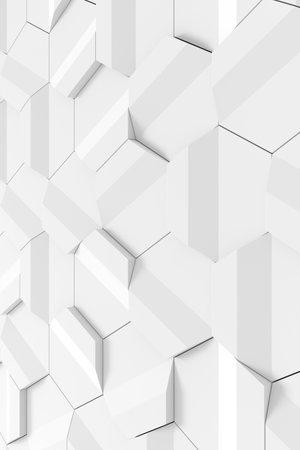 Modern hexagon tile wall. 3D rendering.