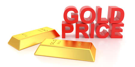 Gold price for website banner. 3D rendering of gold bars.の写真素材