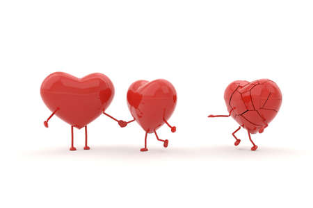 Heart model with heartbroken concepts. 3D rendering.の写真素材