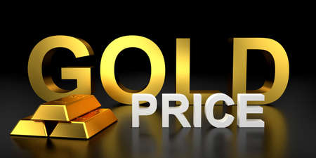 Gold price for website banner. 3D rendering of gold bars.の写真素材