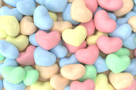 Colorful hearts background. 3D rendering.の写真素材