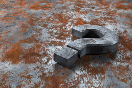 Rusty question mark sign. 3D rendering.の写真素材