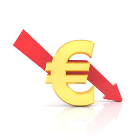 Decrease of euro rate. 3D rendering.の写真素材