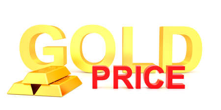 Gold price for website banner. 3D rendering of gold bars.の写真素材
