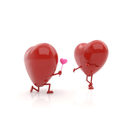 Couple hearts with in love concepts. 3D rendering.の写真素材