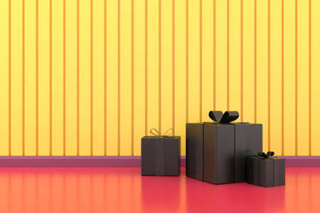 The black gift box. 3D rendering.の写真素材