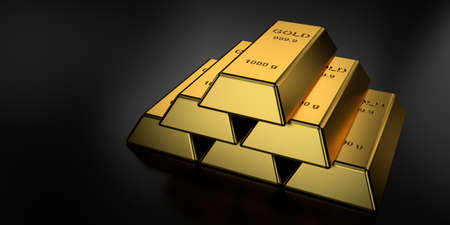 Gold bars with the web banner concept. 3D rendering.の写真素材