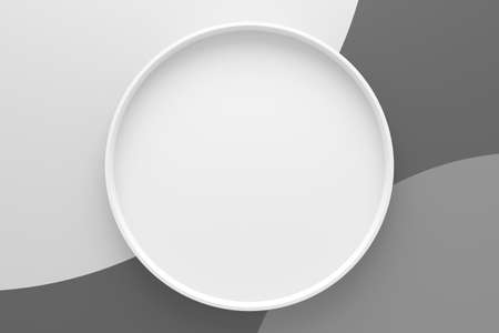 Abstract background of circle shape tray. 3D rendering.の写真素材