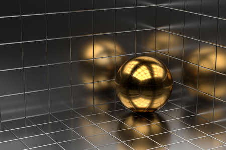 Abstract background of golden ball. 3D rendering.