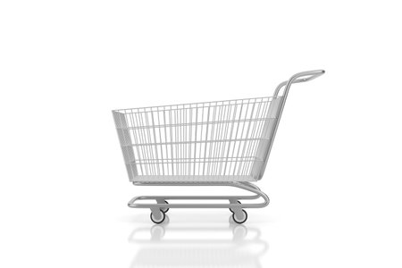 Shopping cart isolated on white background. 3D rendering.の写真素材