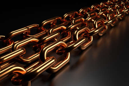 Abstract background of golden chain. 3D background design. 3D rendering.の写真素材