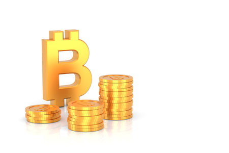 Bitcoin sign banner design. 3D rendering.の写真素材