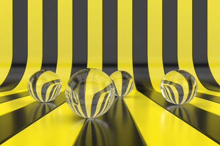 Abstract background of yellow and black stripes. 3D wallpaper design. 3D rendering.の写真素材