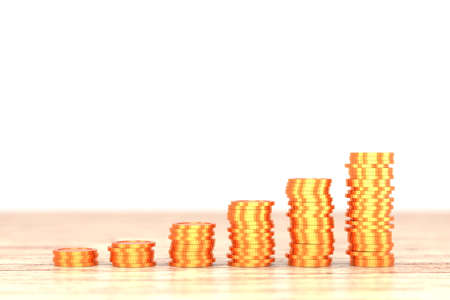 Golden coins banner design. 3D rendering.の写真素材