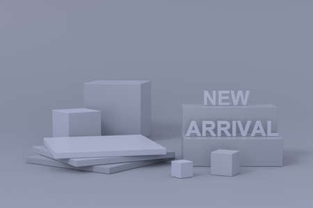 Display stand design witn new arrival. 3D rendering.の写真素材