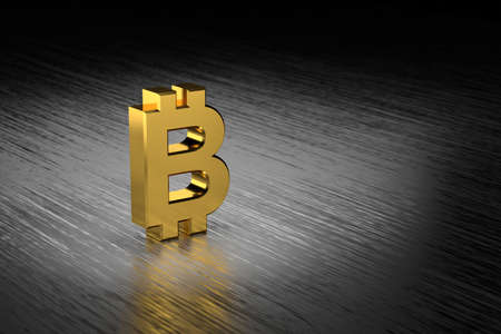 Bitcoin sign banner design. 3D rendering.の写真素材