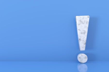 Exclamation mark sign banner design. 3D rendering.の写真素材