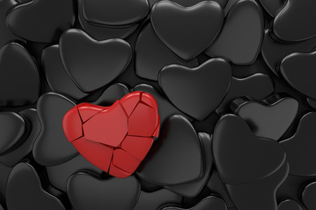 Broken heart wallpaper design. 3D rendering.の写真素材