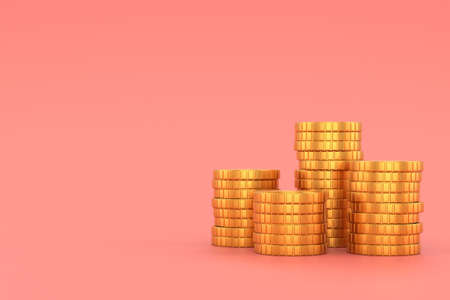 Golden coins banner design. 3D rendering.の写真素材