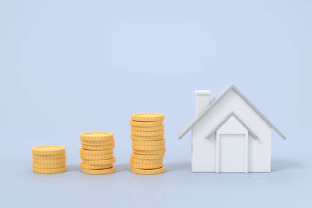 3D banner design with save money for home concept. 3D rendering.の写真素材