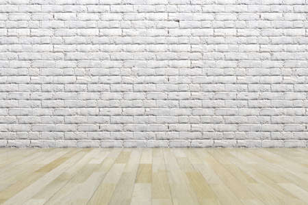 Empty sceen with brick texture and wooden floor. 3D rendering.の写真素材