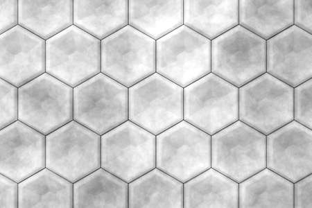 Tile wall design with cement textute. Abstract background of hexgon. 3D rendering.
