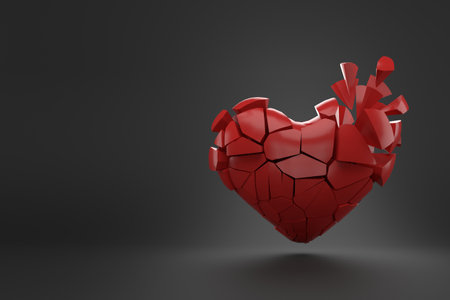 Valentines day background. Broken Heart. 3D rendering.の写真素材