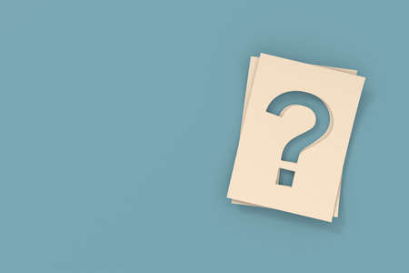 FAQ banner design. Question mark sign. 3D rendering.