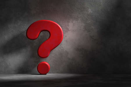 FAQ banner design. Question mark sign. 3D rendering.