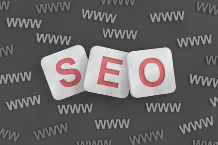SEO banner. Search Engine Optimization. 3D rendering.の写真素材