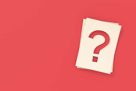 FAQ banner design. Question mark sign. 3D rendering.の写真素材