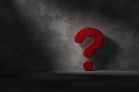 FAQ banner design. Question mark sign. 3D rendering.