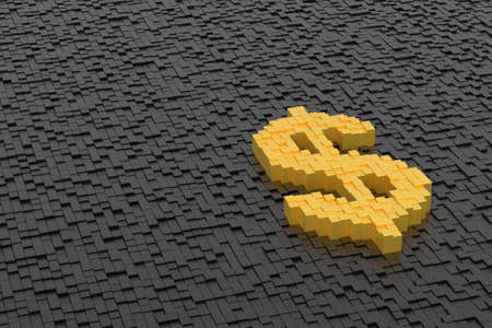Dollar sign banner design. 3D rendering.