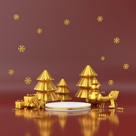 Christmas background. Christmas banner with product display.の写真素材