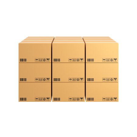 Box stack for online shipping banner. 3D element.の写真素材