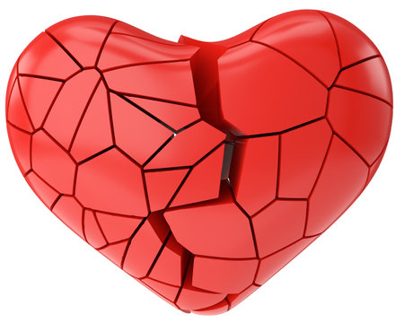 Broken heart. Heartbroken. lovelorn. 3D illustration.の写真素材