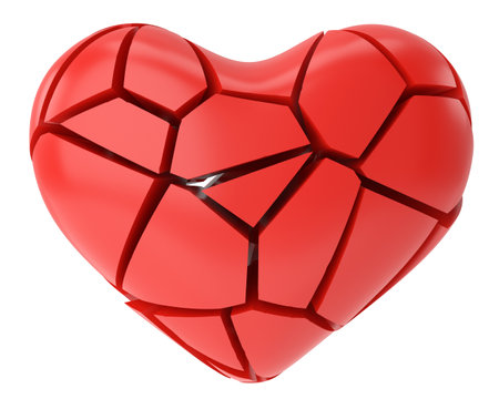 Broken heart. Heartbroken. lovelorn. 3D illustration.の写真素材