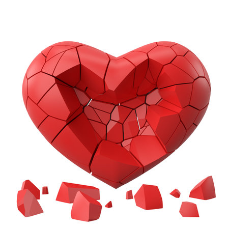 3D broken heart. Heartbroken. lovelorn.  3D illustration.の写真素材