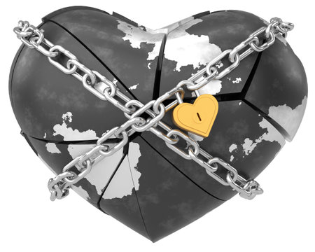 Broken heart. Heartbroken. lovelorn. 3D illustration.の写真素材