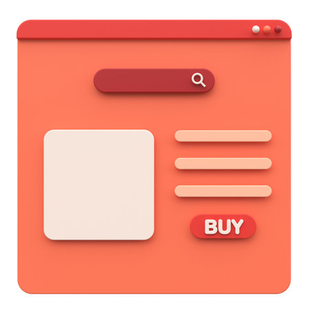 Online shopping. 3D browser. Product page. 3D illustration.の写真素材