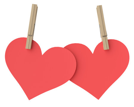 Heart paper. Valentine card decoration. 3D illustration.の写真素材