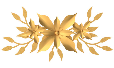 Golden flower. 3D flower. 3D illustration.の写真素材