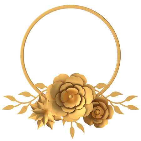 Golden flower. 3D flower. 3D illustration.の写真素材