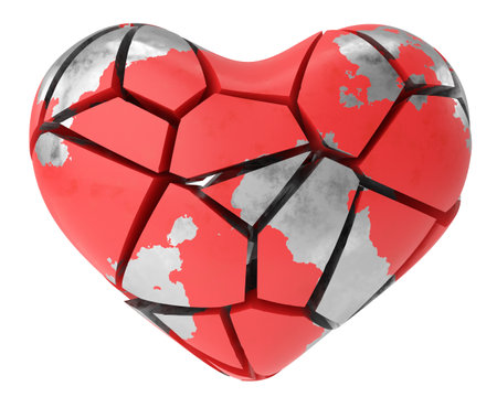 Broken heart. Heartbroken. lovelorn. 3D illustration.の写真素材