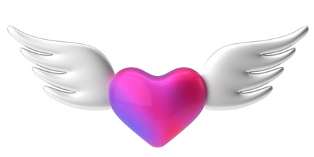 3D heart cupid. Valentine card decoration. 3D illustration.の写真素材